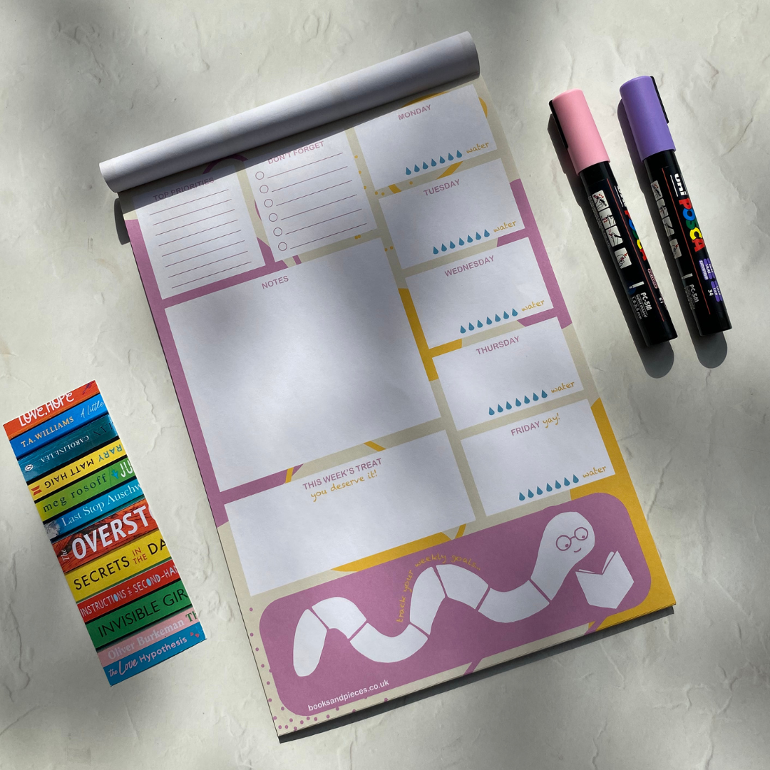 Book Worm Desk Pad Organiser Habit Tracker A4 - Image 3
