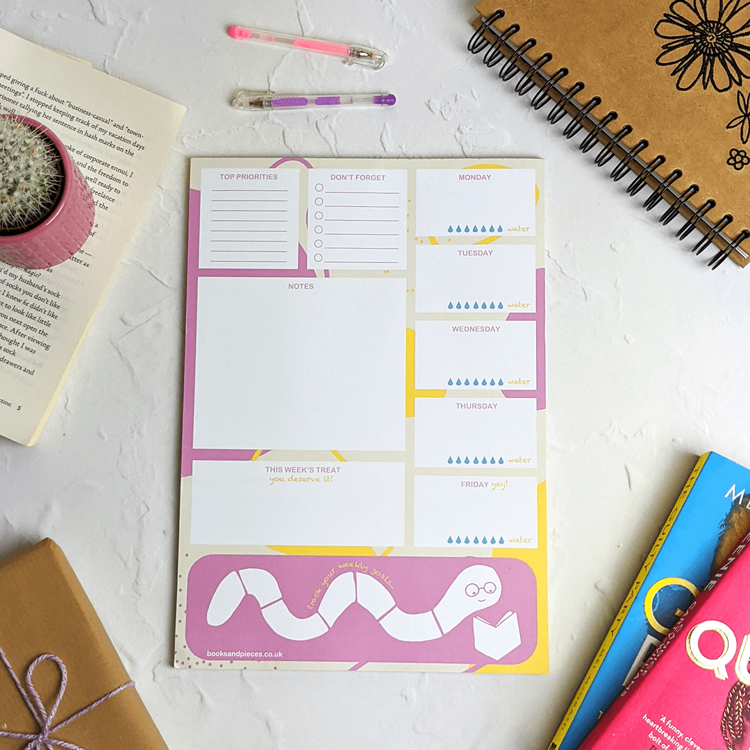 Book Worm Desk Pad Organiser Habit Tracker A4 - Image 4
